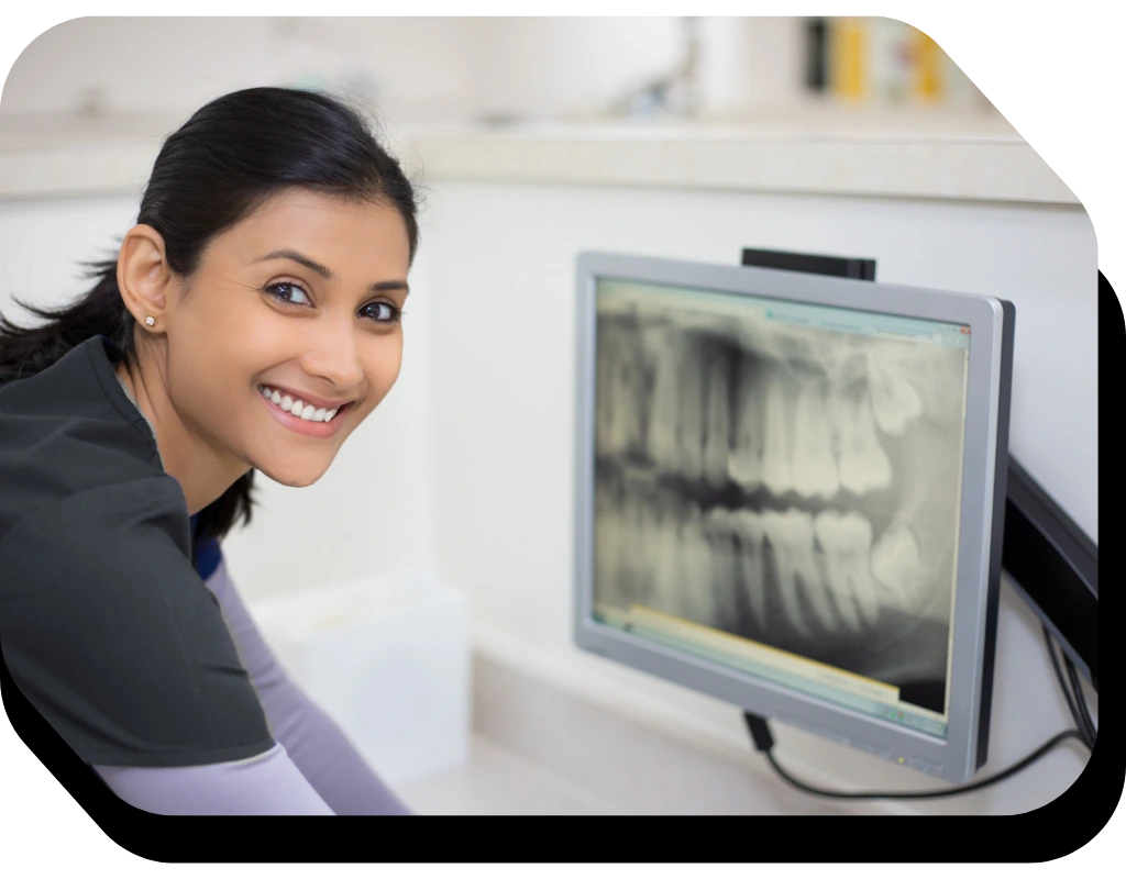 Dental assisting student radiography training